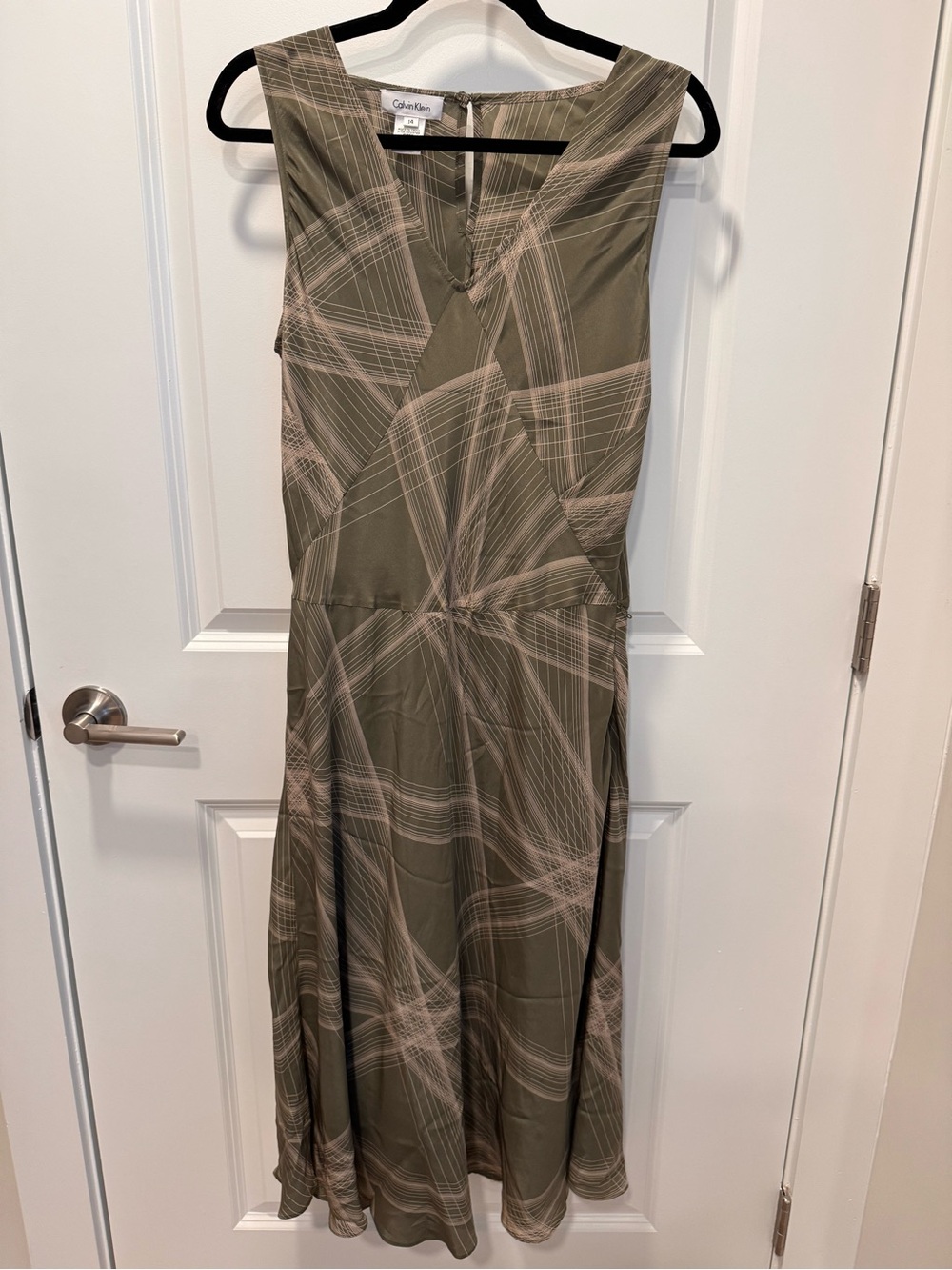 Calvin Klein Olive Geometric Sleeveless Dress